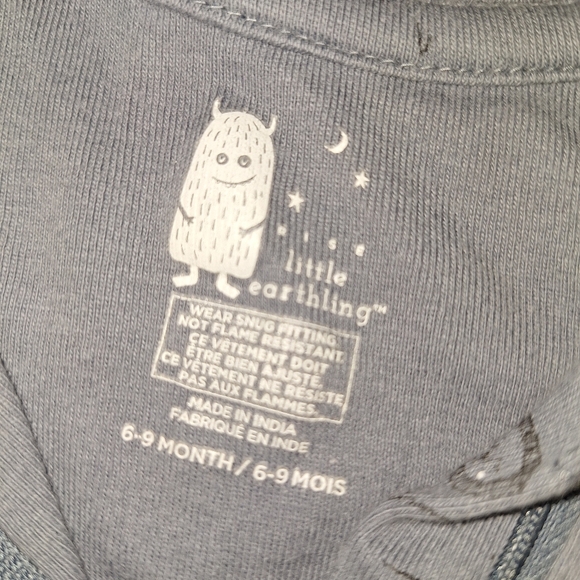 Little Earthling 6-9M Blue Baby Footed Onesie Sleeper with Lion Print - Picture 2 of 2